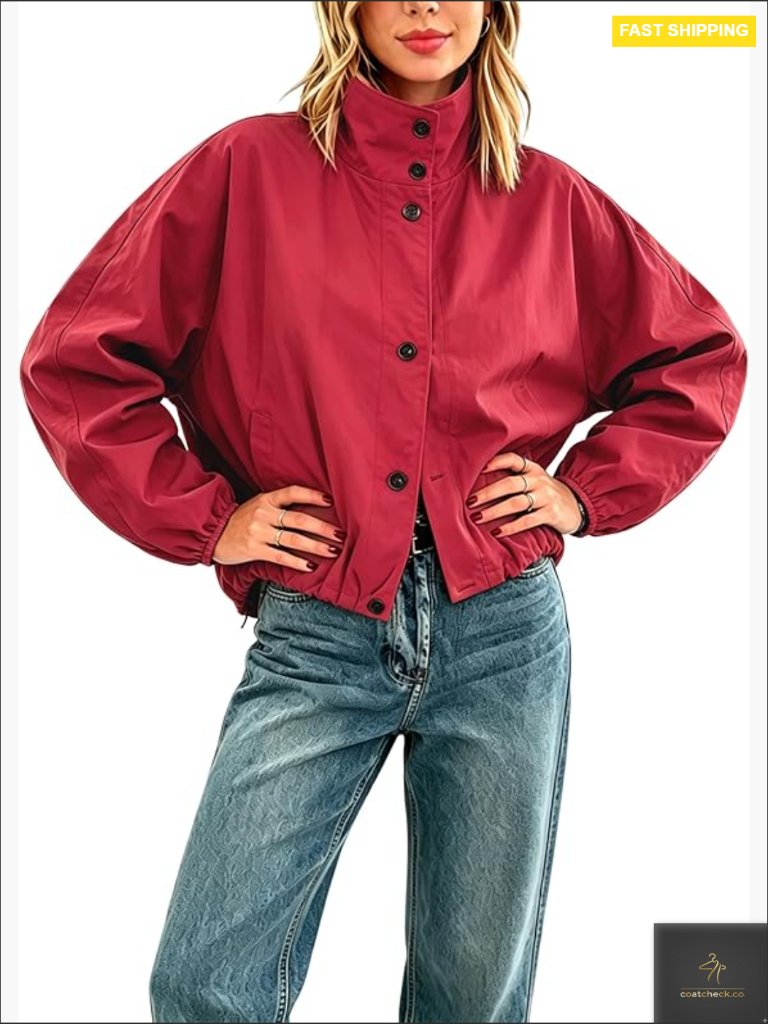 Oversized Funnel Neck Bomber Puff Jacket Lightweight Spring Fall Windproof